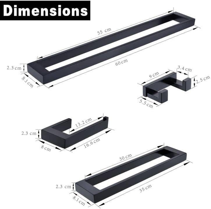 Masoter 4Piece Bathroom Hardware Accessories Set Towel Bar Sets Stainless Steel Wall Mounted